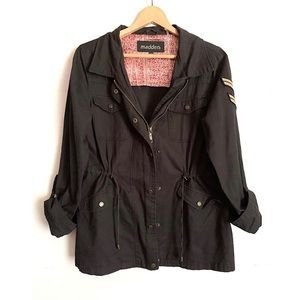 Madden NYC black utility military style lightweight jacket